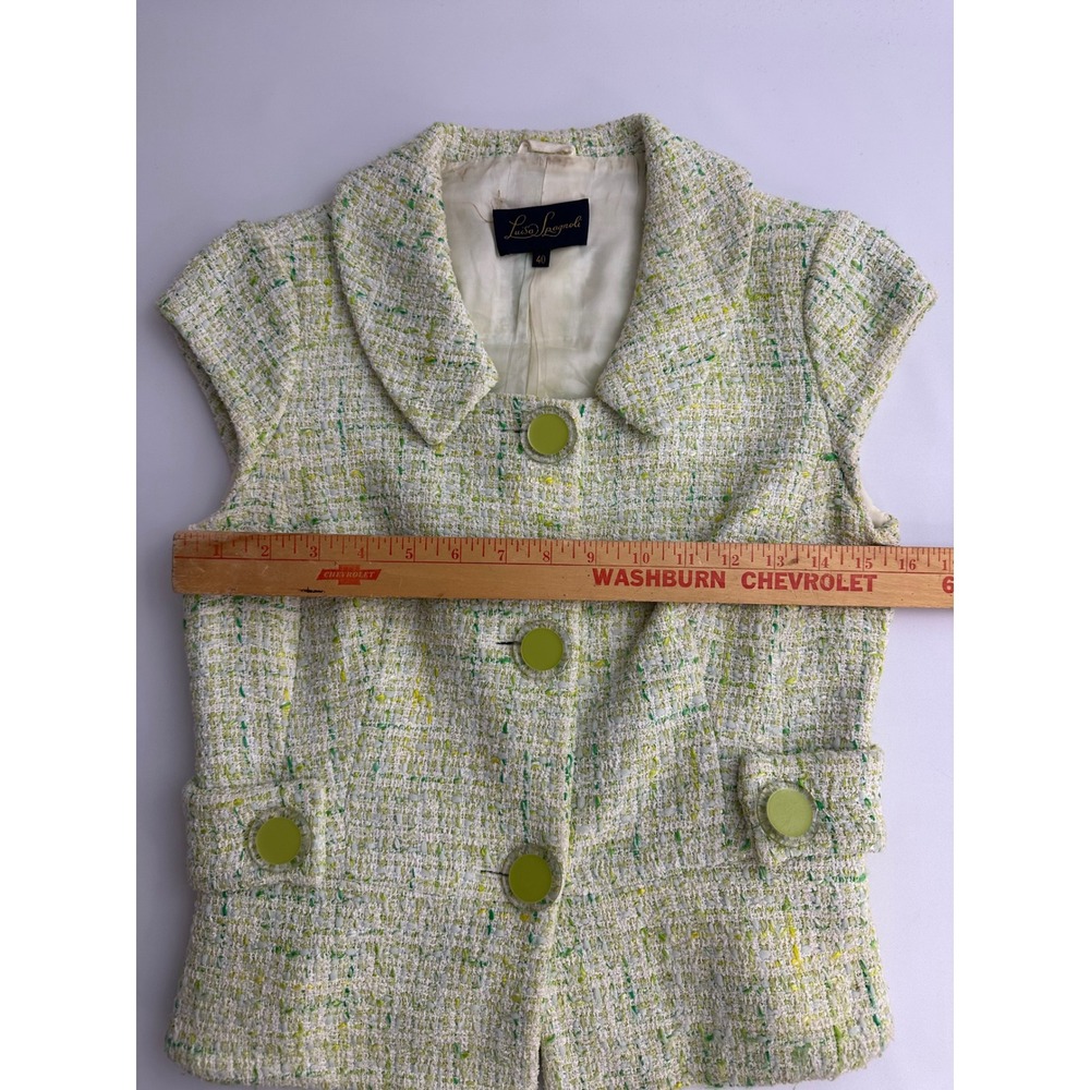 Vintage Luisa‎ Spagnoli Women's Sleeveless Tweed Vest Green Size 40 Preppy Plaid - Picture 5 of 9